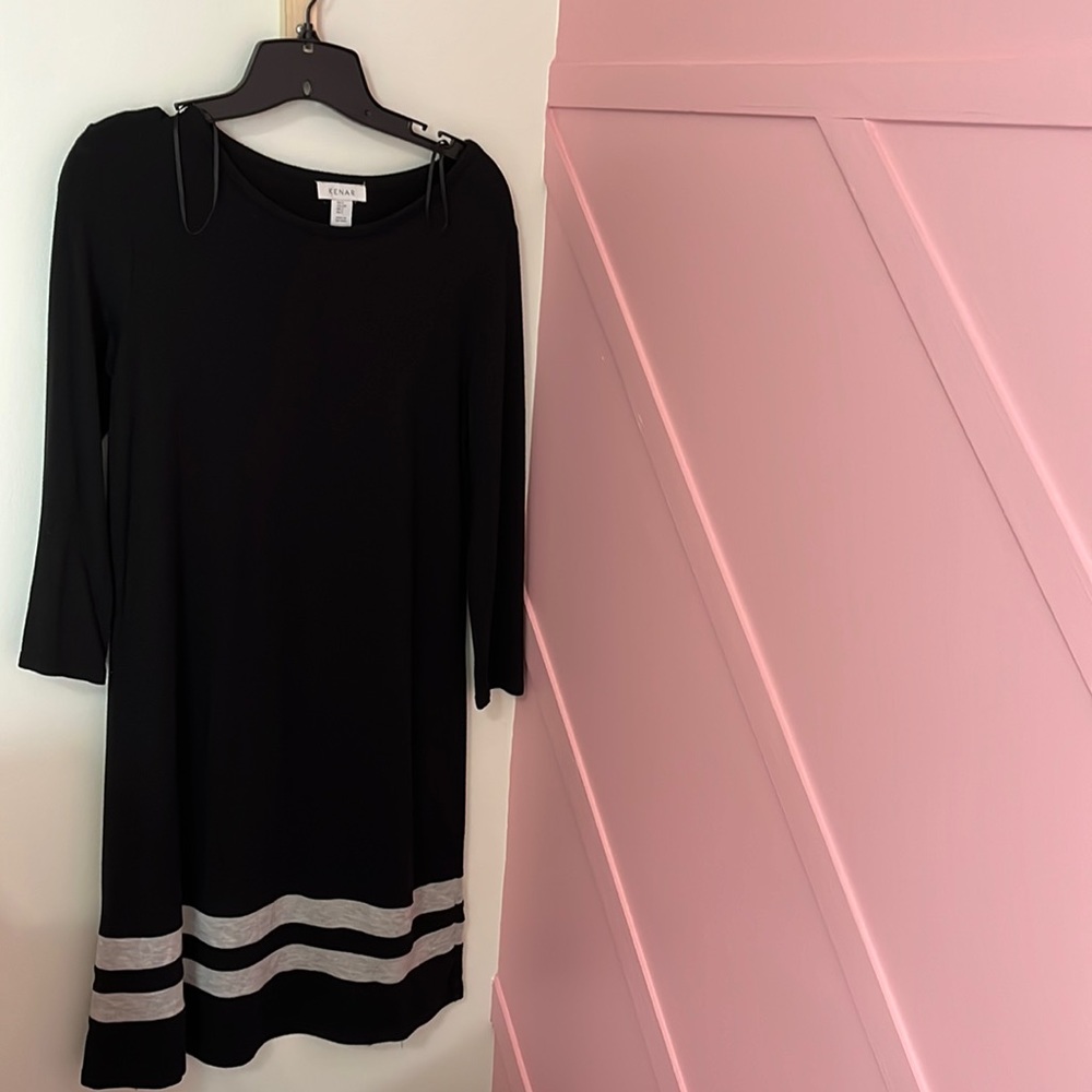 Black and gray knee length dress